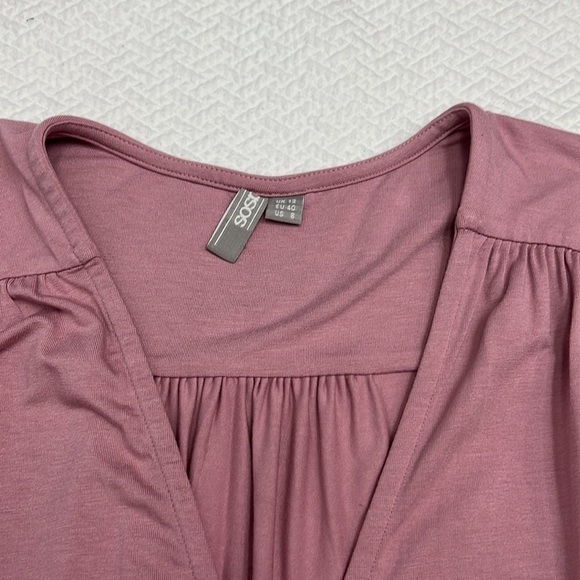 Asos Pink Short Sleeve Jersey Wrap Dress Size S - Picture 8 of 11